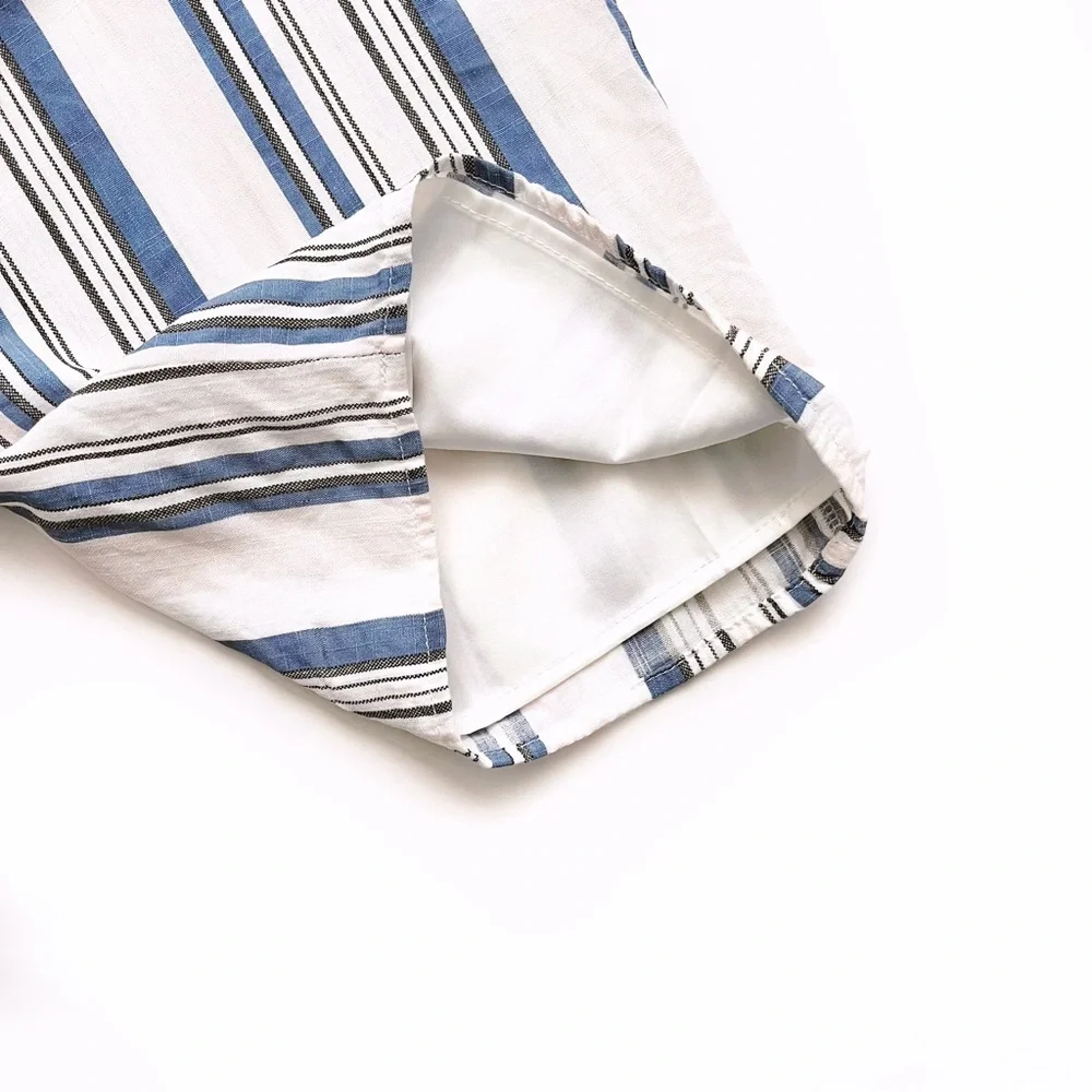 Superdown Bette Deep V Jumpsuit Rayon Multi Stripe Revolve Blue White Pi… - Picture 9 of 16